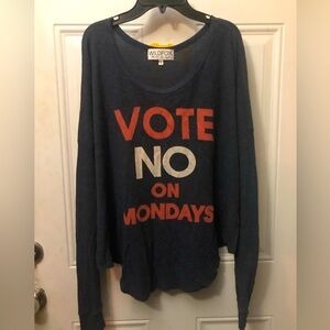 Wildfox "Vote No On Mondays" Long Sleeve Tee